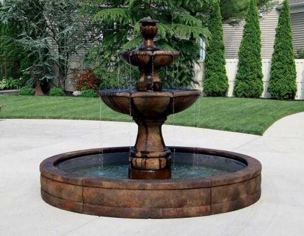 Two Tier Charlotte Fountain Surround Eight Foot Fiberglass Cement